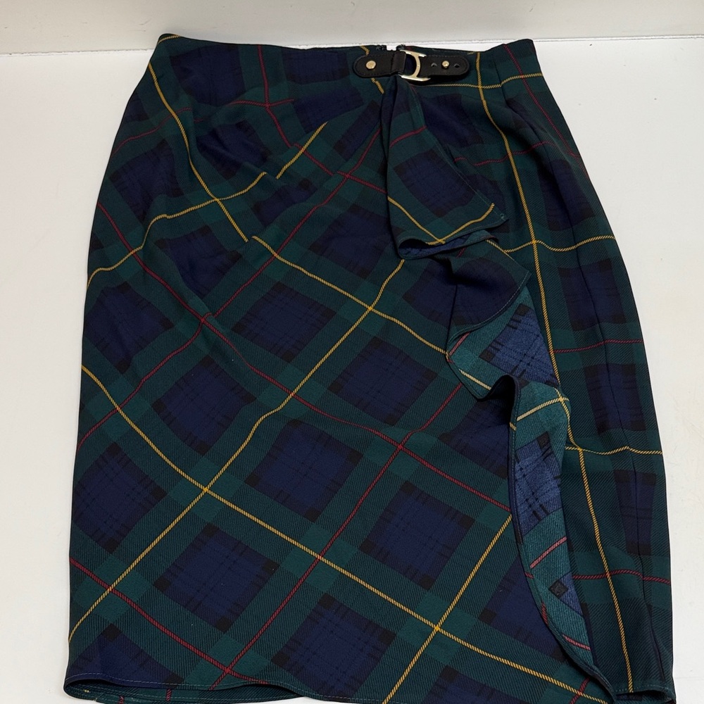 Ralph Lauren Plaid Pencil Skirt - Green and Blue